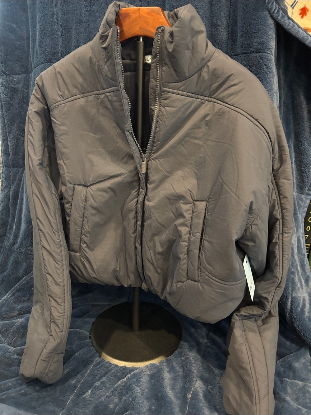 NWT FLX Cropped Puffer Jacket Navy Women’s XS